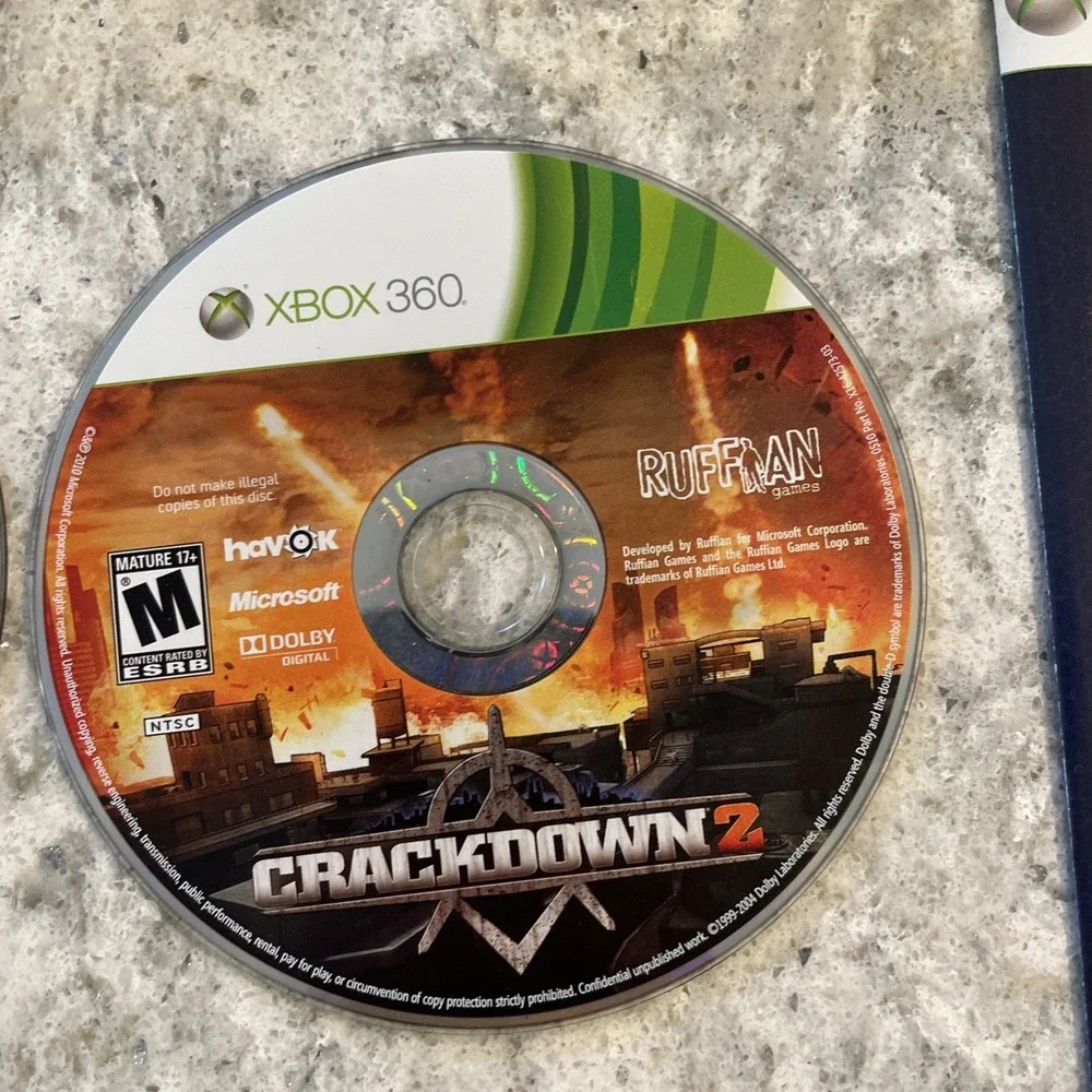 Crackdown I 1 & 2 II Microsoft Xbox 360 2010 With Case Ruffman Games